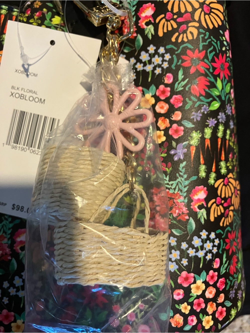 Betsey Johnson Black Floral Multicolor Shopper Tote - Picture 3 of 6
